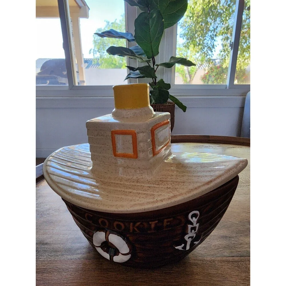 VINTAGE Ceramic Tugboat Cookie Jar | Nelson McCoy | 1980s